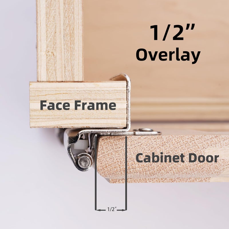 DecoBasics 1/2" Overlay Full Wrap Cabinet Hinges for Kitchen (25 Pair /50 Pcs) -Satin Brushed Nickel Around Self Closing - Image 2